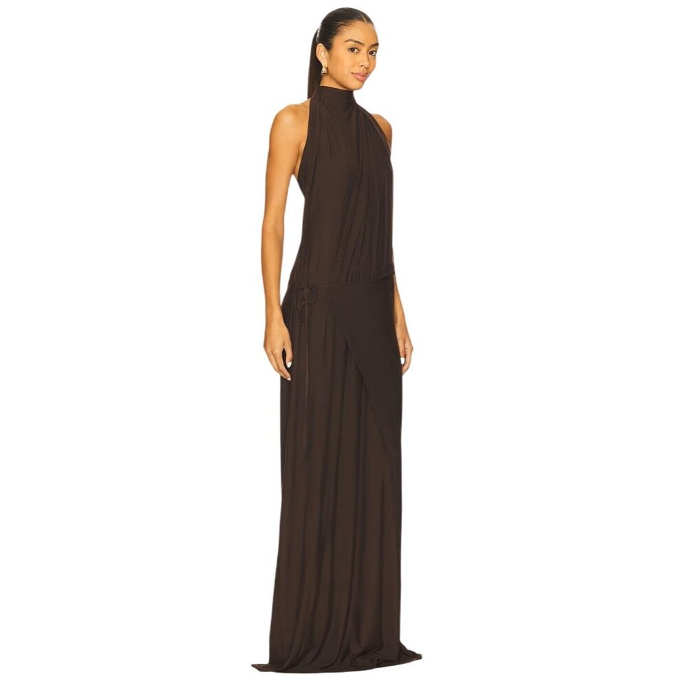 Diana Milkanova Studio Gaia Dress in Chocolate Brown One Size New Womens Maxi - Picture 4 of 16